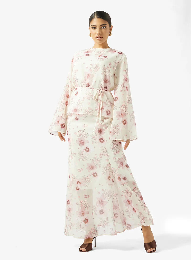 خزانة Floral Print Skirt Set